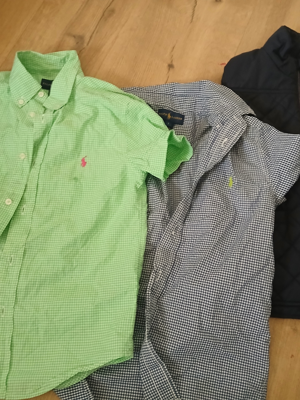 Ralph Lauren Gingham Button-Down Shirts in Light Green & Black